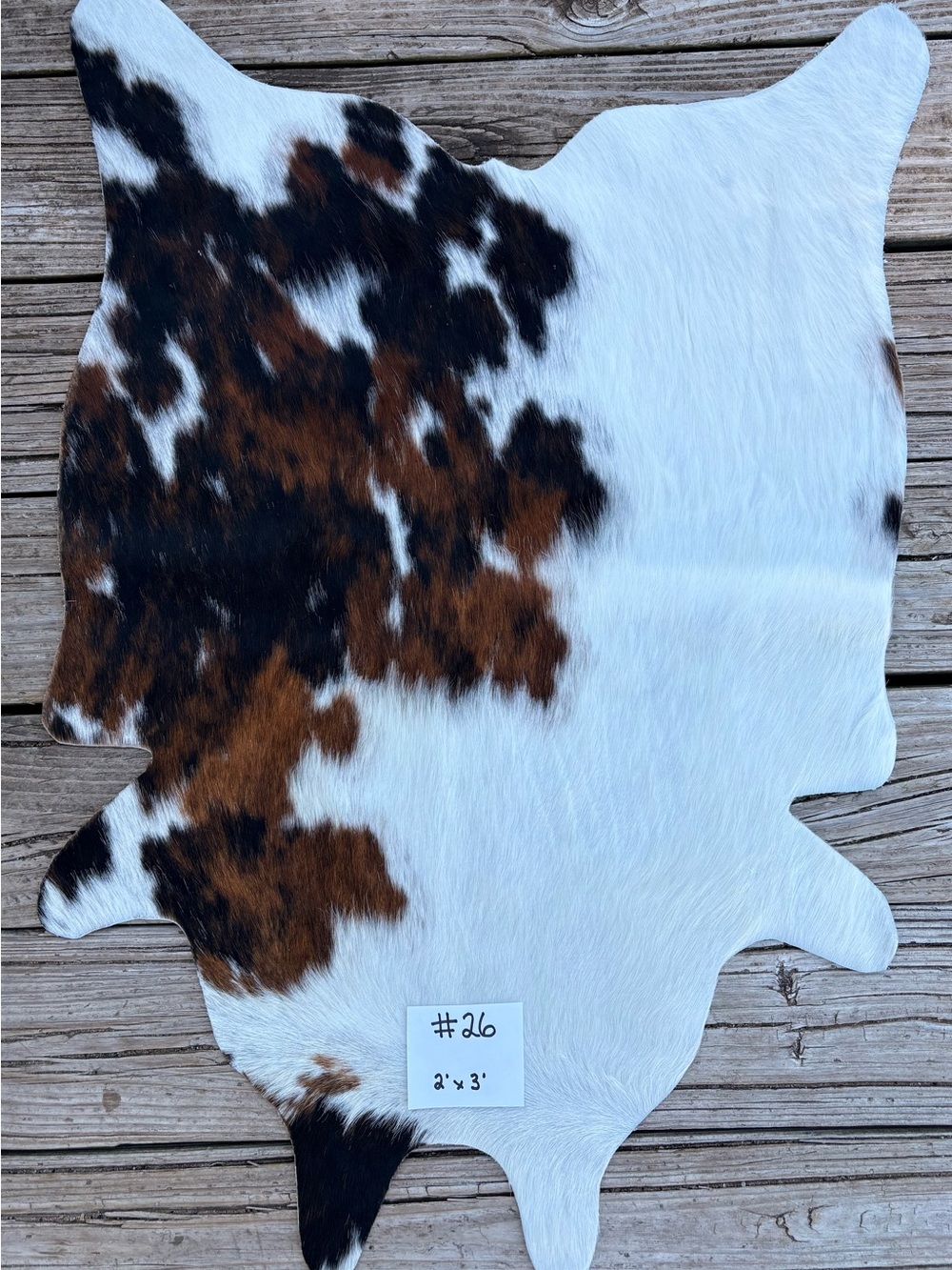 Tri-Color Cowhide Mini Rug